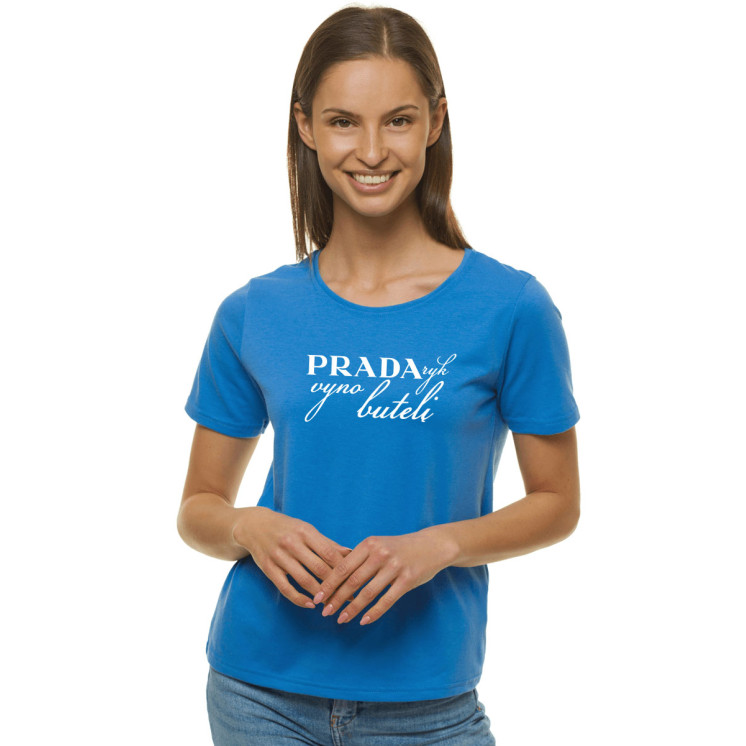 Moteriški mėlyni marškinėliai Prada