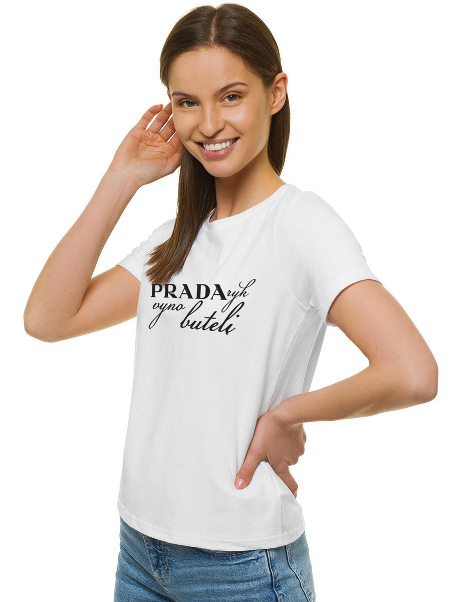 Moteriški balti marškinėliai Prada