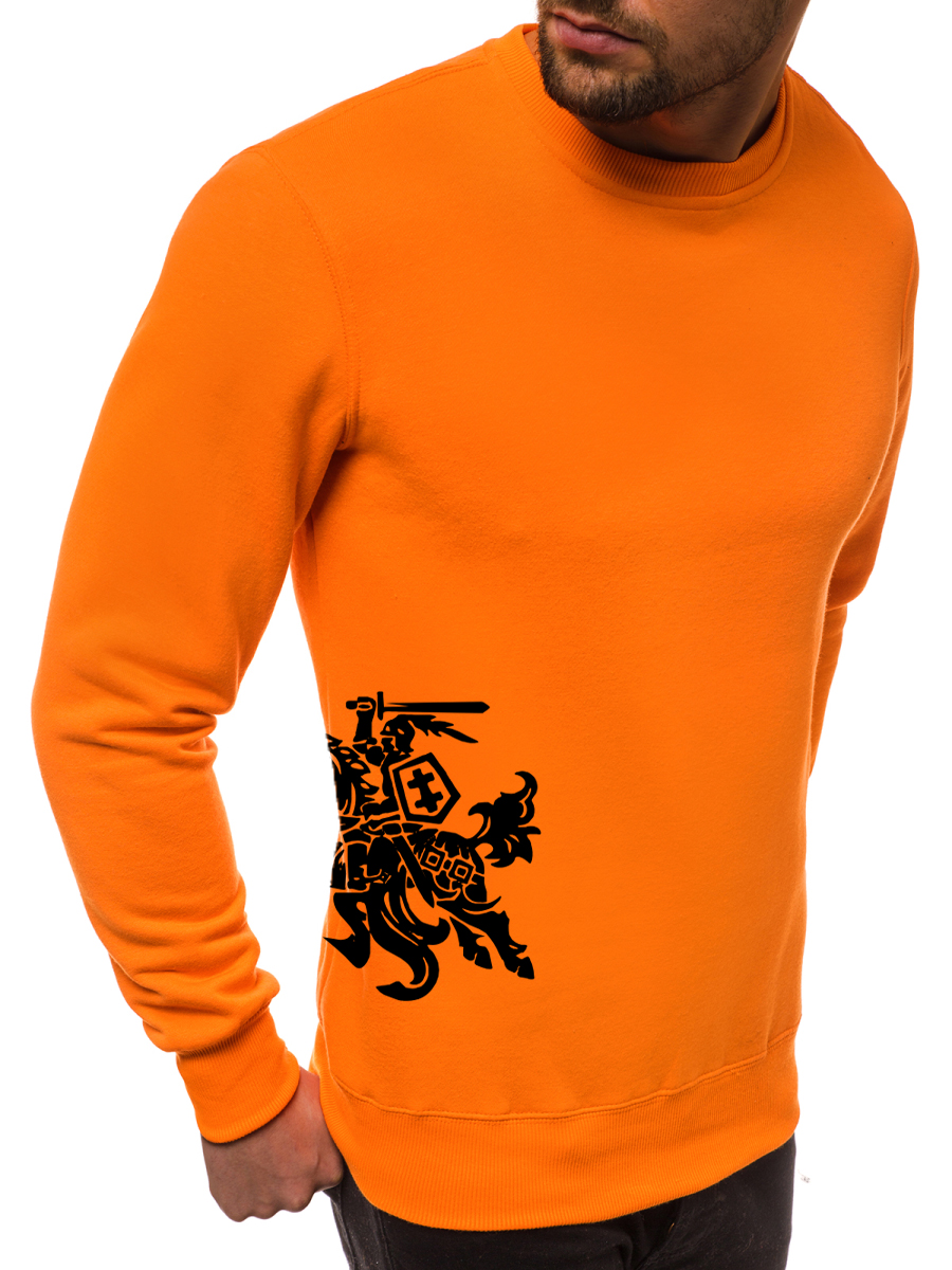 Vyriškas džemperis - oranžinis su herbu ant šono Vytis
