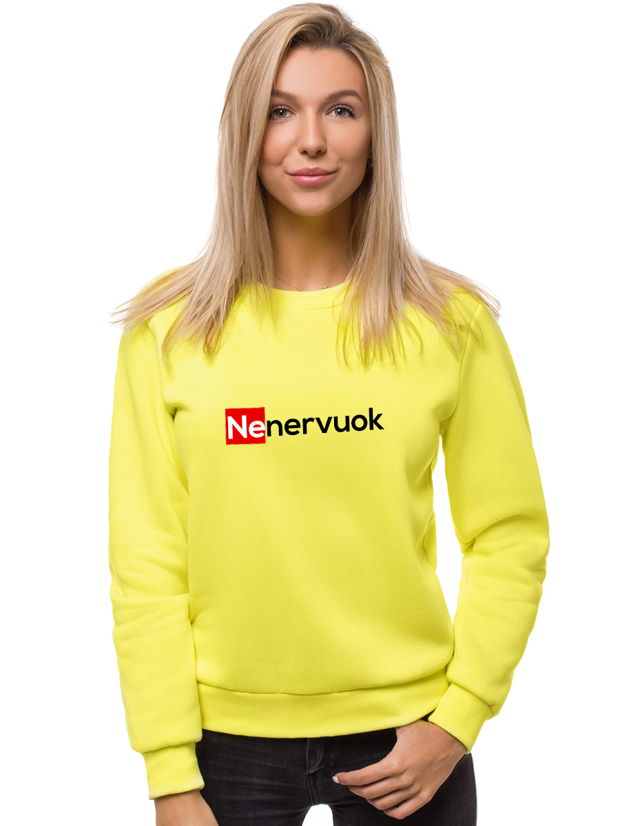 Moteriškas geltonas neoninis džemperis Nenervuok