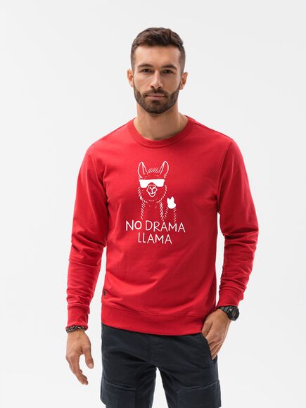 Raudonos spalvos džemperis No drama Llama