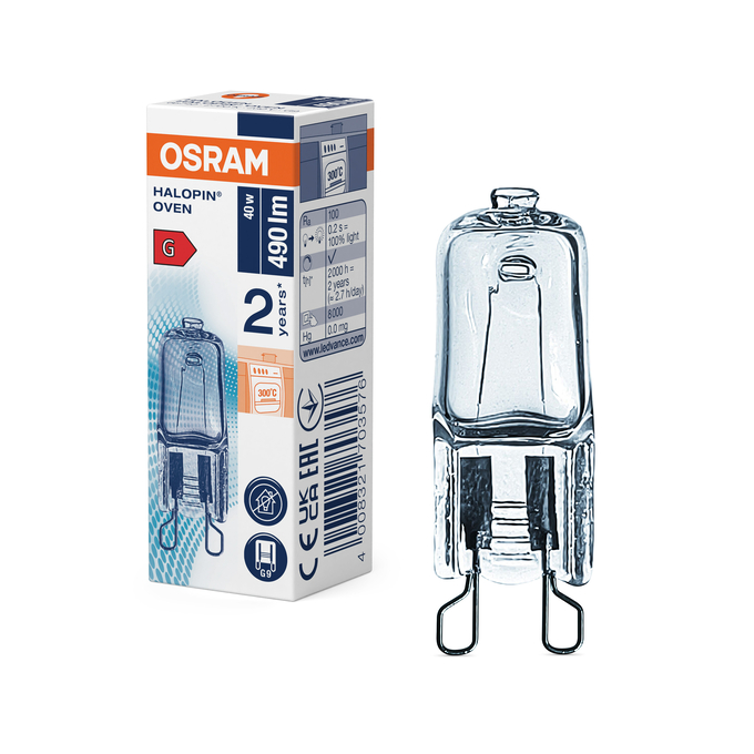 Lemputė orkaitei G9 40W 230V maks. +300°C