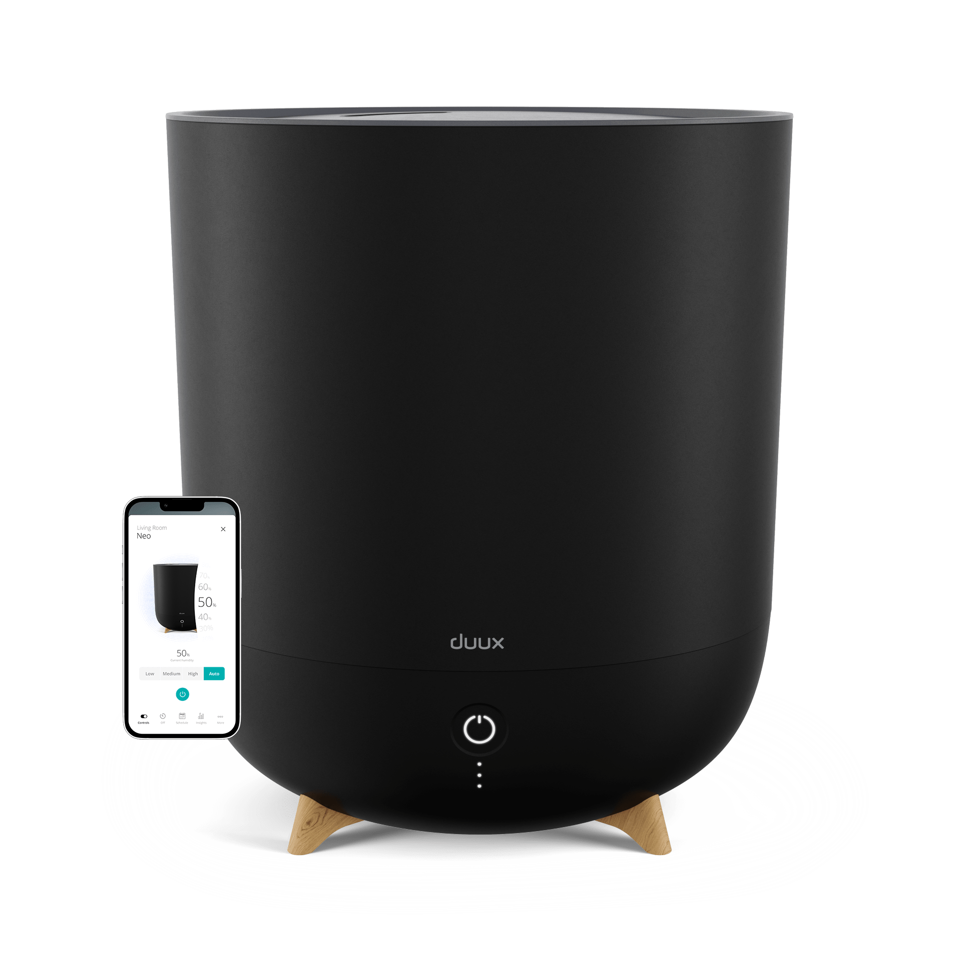 Oro drėkintuvas Duux Neo Smart Humidifier Water tank capacity 5 L skirtas patalpoms iki 50 m² Ultrasonic Humidification capacity 500 ml/hr Black