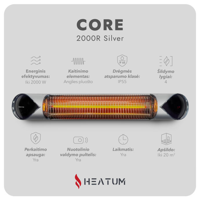Electric heater Heatum CORE H2000R Silver