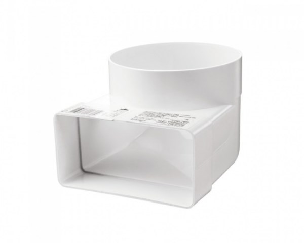 Alkūnė ortakio plastikinė stačiakampė - apvali 110 x 55 mm / Ø 100 mm Vents