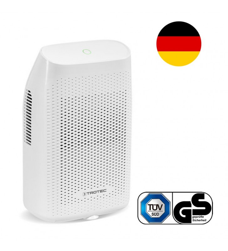Termoelektrinis oro sausintuvas Trotec TTP 10 E : Energijos sunaudojimas (W) - 40, Išmatavimai (I x P x A)(mm) - 130 x 220 x 370, Kondensato talpa (l) - 2, Laido ilgis (m) - 1.4, Maitinimas (V/Hz) - 220-240/50-60, Nominali galia (A) - 2.5, Sausinimo pajėgumas max (l/24h) - 0.75, sPavadinimas - Sausintuvas Trotec TTP 10 E, Svoris (kg) - 2, Tinkamas patalpų dydis (m2/m3) - 10/25, Triukšmo lygis (dB(A)) - 45
