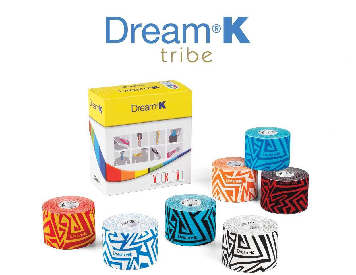 Kineziologinis Teipas Dream®K Tribe, baltas/žalias (raštuotas)