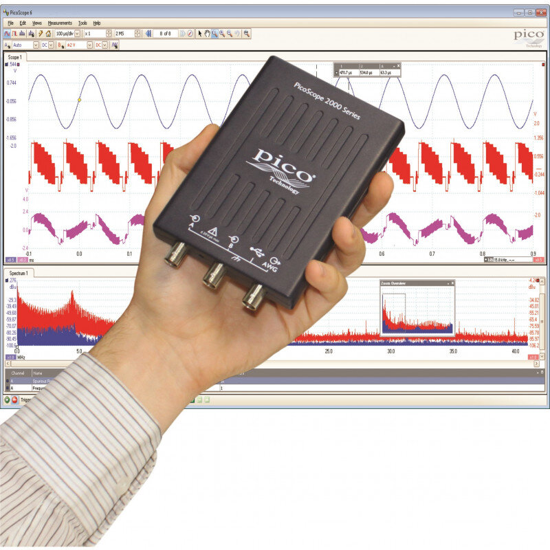 Osciloskopas PicoScope 2204A 2 kanalai + AWG, 10MHz, Pico Technology