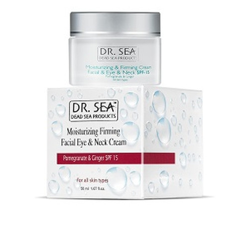 Dr. Sea Moisturizing Firming Facial Eye & Neck Cream SPF15 Stangrinantis veido, akių ir kaklo kremas, 50ml