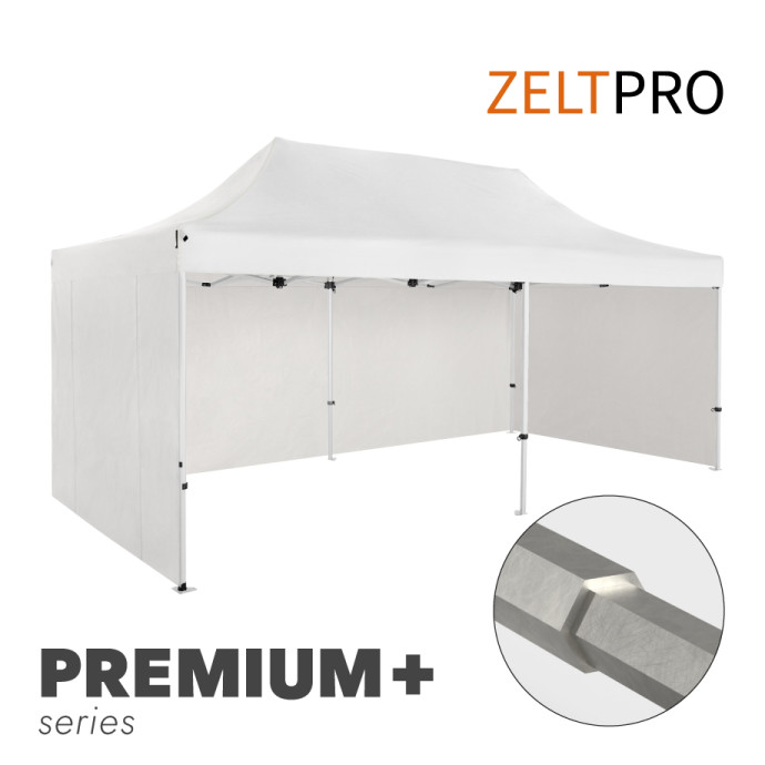 Prekybinė Palapinė 4x6 Balta Zeltpro PREMIUM+ su 4 sienomis, krepšiu