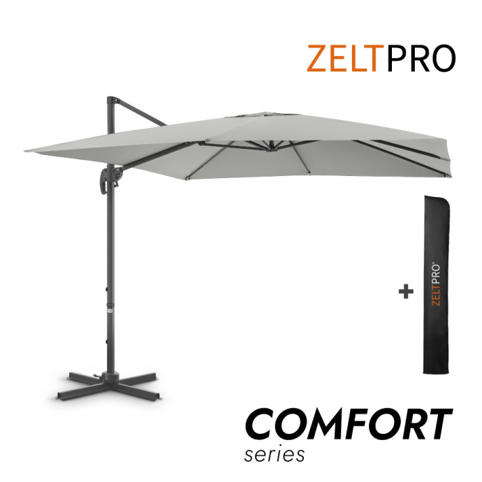 Šoninis saulės skėtis su užvalkalu Comfort Light Grey