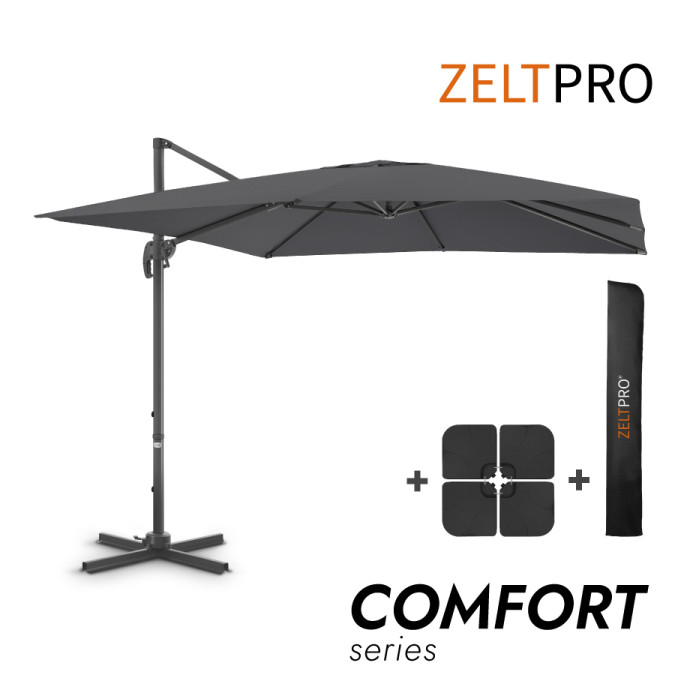 Lauko saulės skėtis su padu ir užvalkalu Comfort Antracito