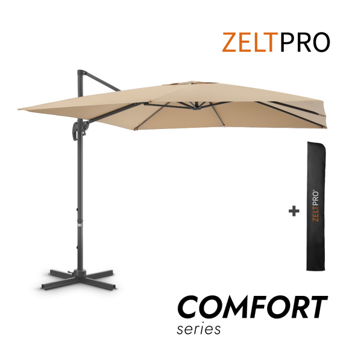 Pastatomas lauko skėtis su užvalkalu Comfort Taupe