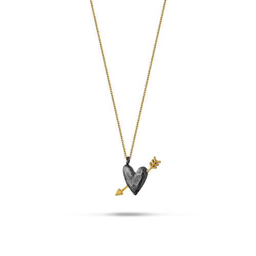 KISS THE FROG „Arrow heart II“ Sidabrinis pakabukas, Oksiduotas sidabras