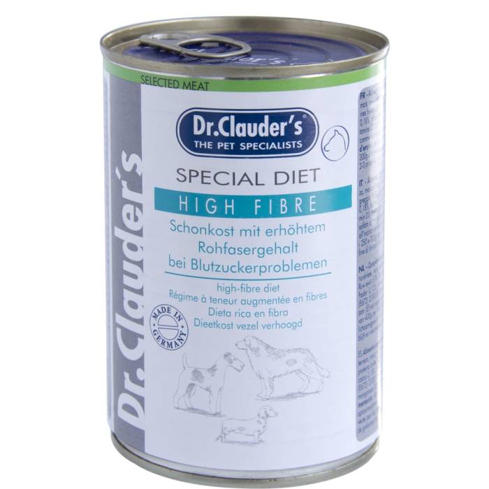 Dr. Clauder's Special Diet High Fibre šlapias maistas šunų diabeto profilaktikai, 400 g