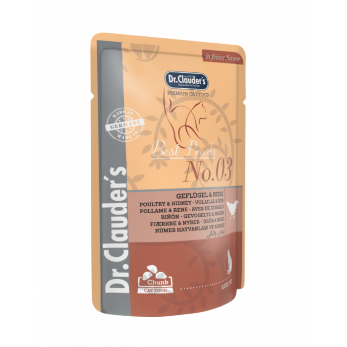 Dr. Clauder's Best Pearls No. 03 Geflügel - Niere drėgnas maistas katėms su paukštiena ir inkstais padaže, 100 g