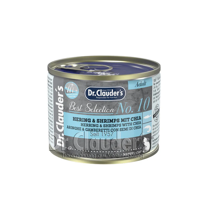 Dr. Clauder's Best Selection No. 10 Herring - Shrimp with Chia drėgnas maistas katėms, 200 g