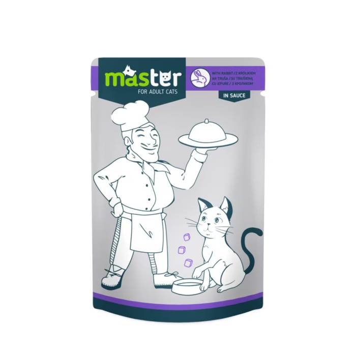 Master subalansuotas drėgnas maistas katėms su triušiena , 80 g
