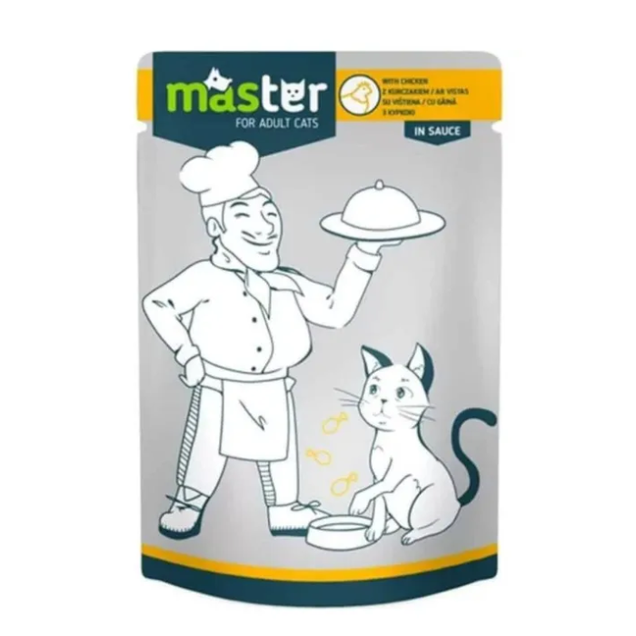 Master subalansuotas drėgnas maistas katėms su vištiena, 80 g