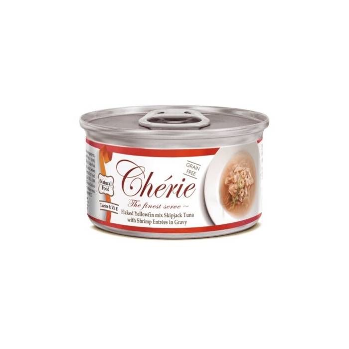 Cherie šlapias kačių maistas su tunu ir krevetėmis, 80 g
