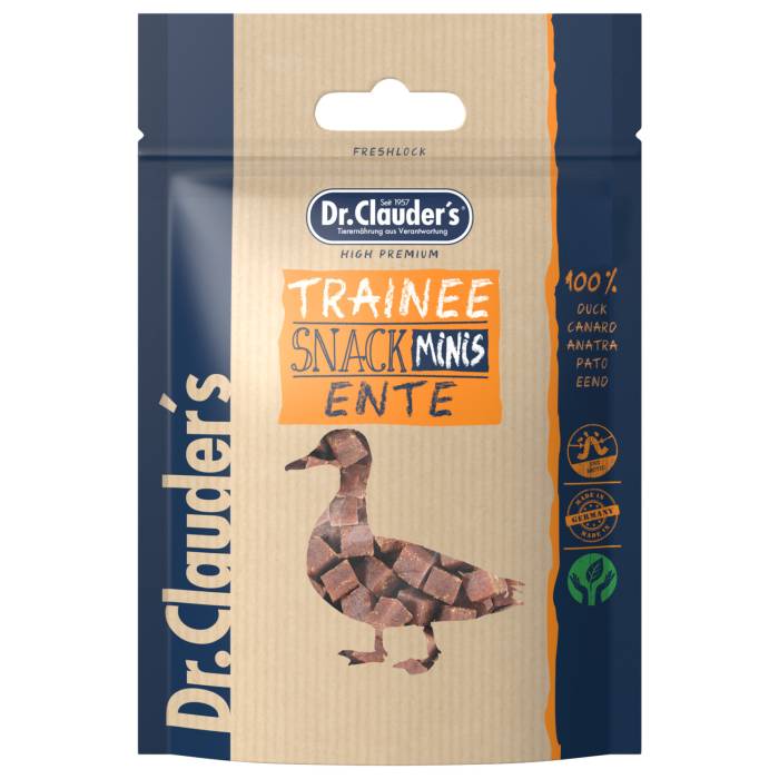 Dr. Clauder´s Trainee Snack Ente skanėstas šunims ir katėms gabaliukais su antiena, 50 g