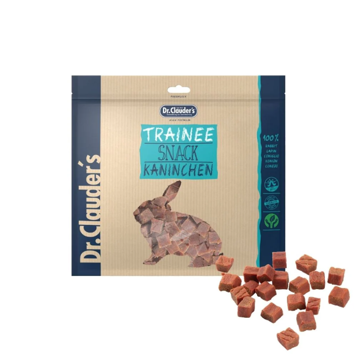 Dr. Clauder´s Trainee Snack Kaninchen skanėstas šunims ir katėms gabaliukais su triušiena, 80 g