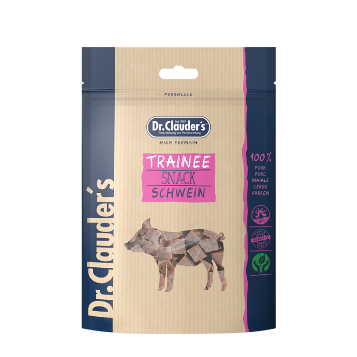 Dr. Clauder´s Trainee Snack Schwein skanėstas šunims ir katėms gabaliukais su kiauliena, 80 g