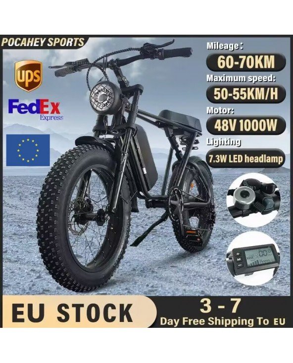 C91 1000W elektrinis dviratis 48V 20Ah 20*4.0 padangos 50km/h kalnų paplūdimio mopedas EBike aliuminio lydinio pakaba