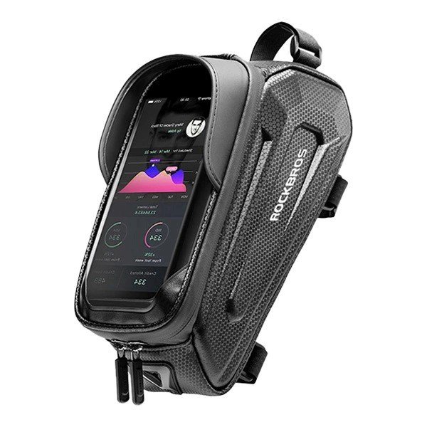 Rockbros B68-1 Dviračio rėmo krepšys Telefono kišenė 1,7l Black
