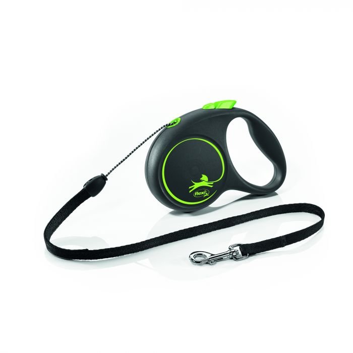 Flexi Black Design M juostelinis pavadėlis šunims iki 25kg, 5m, įv.spalvų Žalia