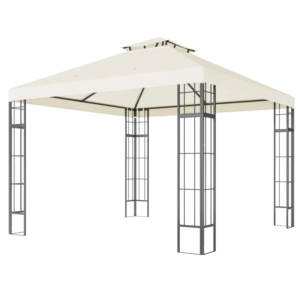 Lauko pavėsinė su dvigubu stogu, 3x3 m, kreminė
