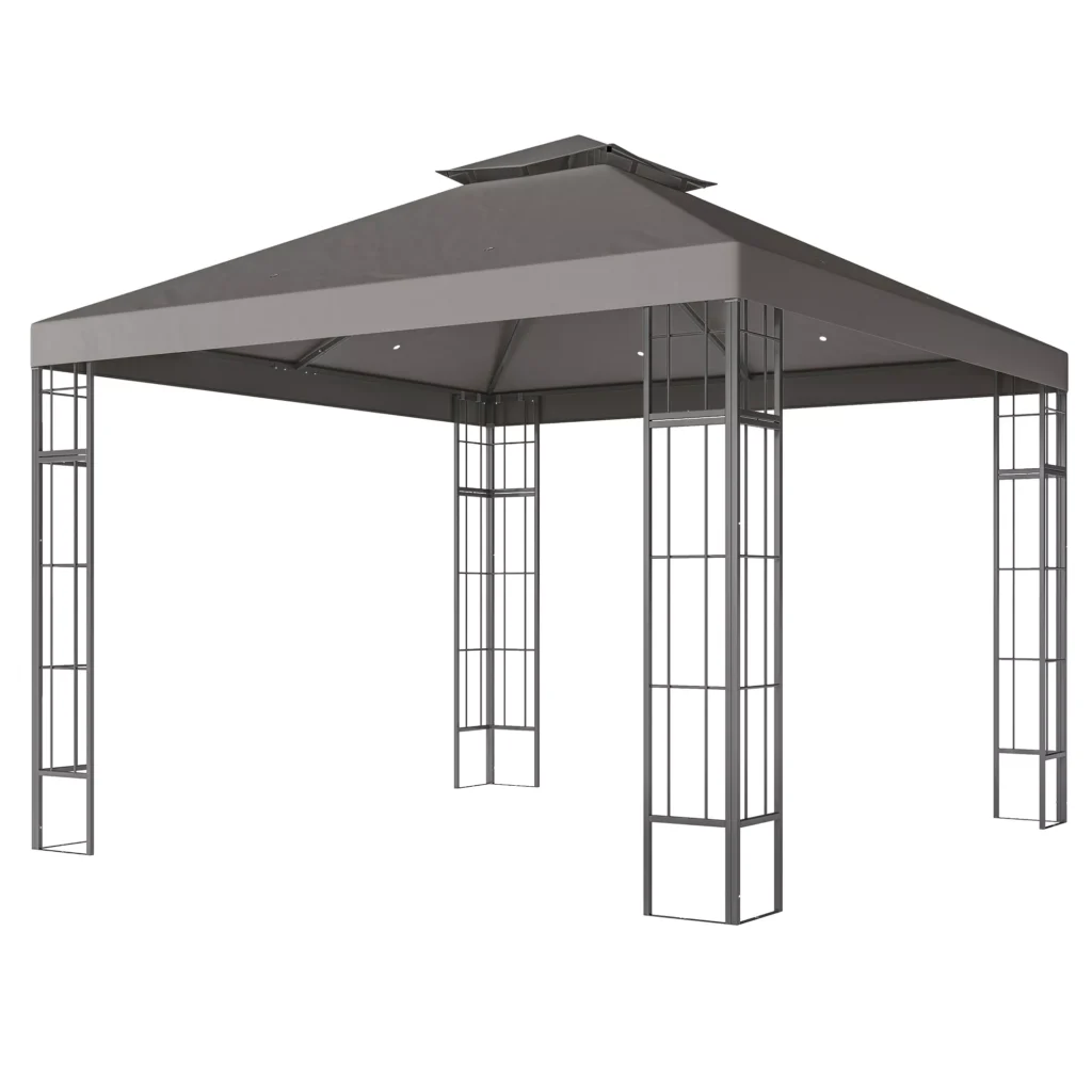Lauko pavėsinė su dvigubu stogu, 3x3 m, tamsiai pilka