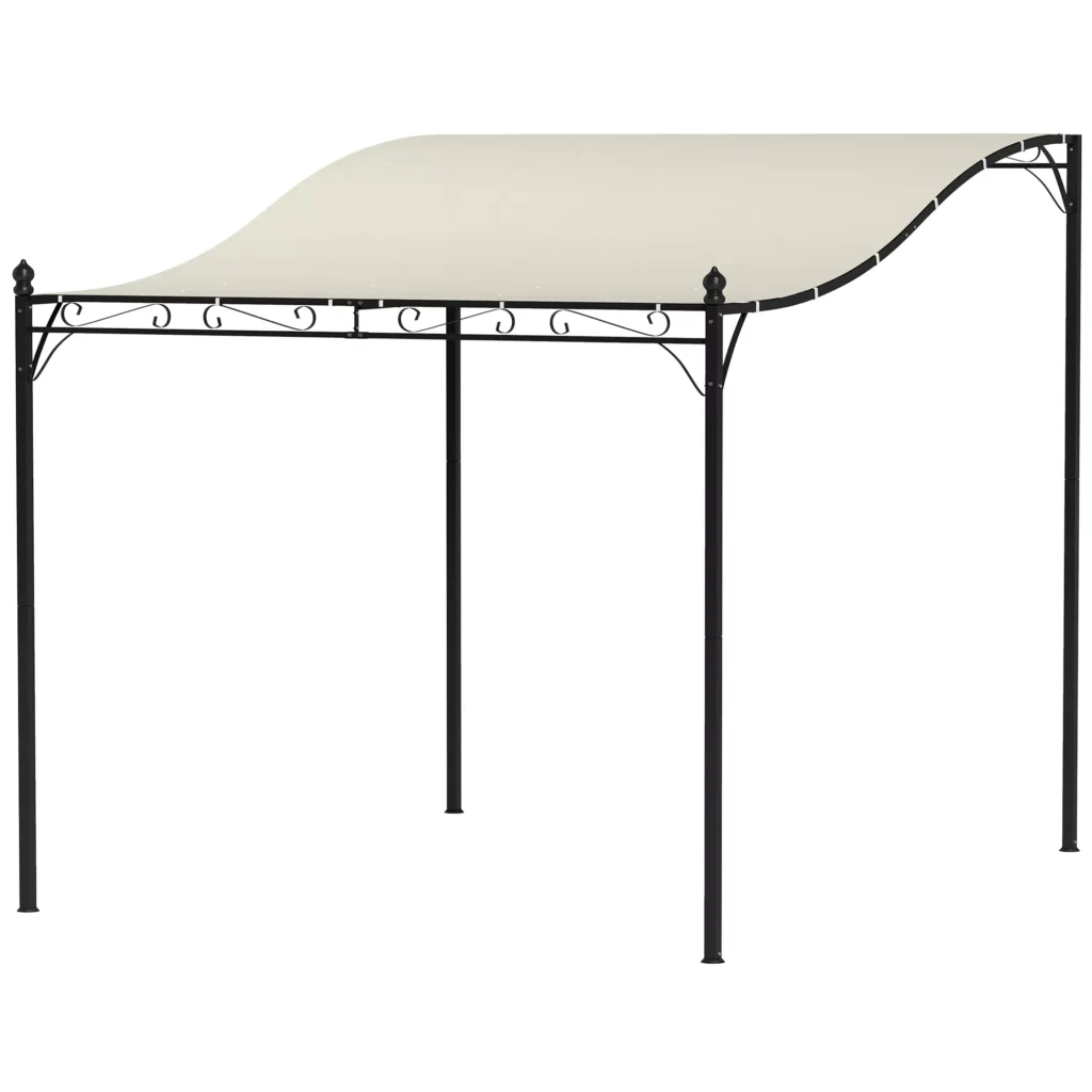 "Outsunny" pavėsinė su stogu, vandeniui atsparus paviljono stogelis, laisvai pastatomas sodo paviljonas terasos paviljono stogelis terasos sodo saulės apsaugai, maždaug 2,5x3x2,5 m, kreminės spalvos, baltas