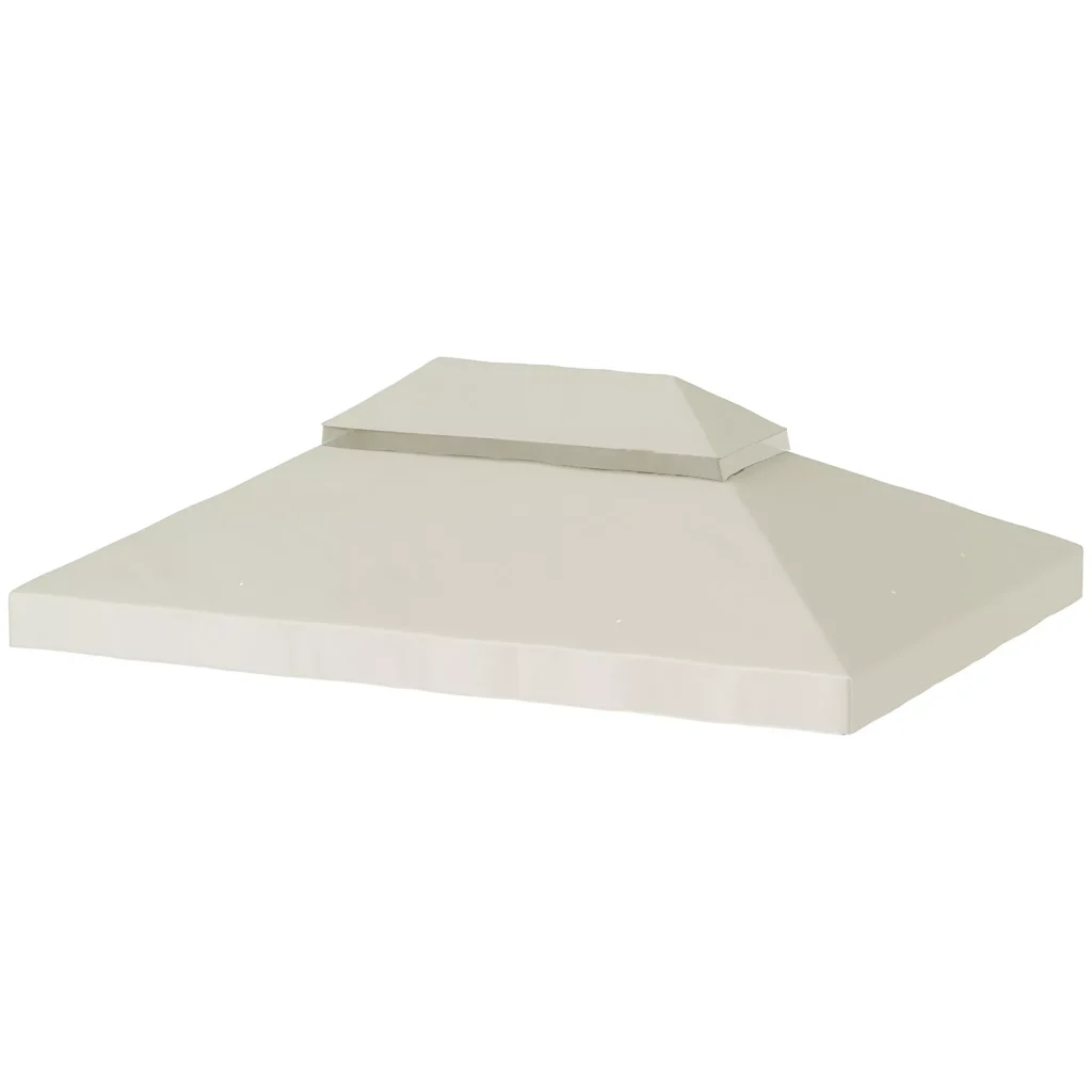 Pakaitinis Stogas Sodo Paviljonui 3x4 m | Vandeniui Atsparus 370 g/㎡, Dvigubas Apsauginis Stogas, Pakaitinė Apsauga nuo Lietaus, UPF30+, Skirtas Sodui, Vakarėliams, Terasai, Šviesiai Pilkas
