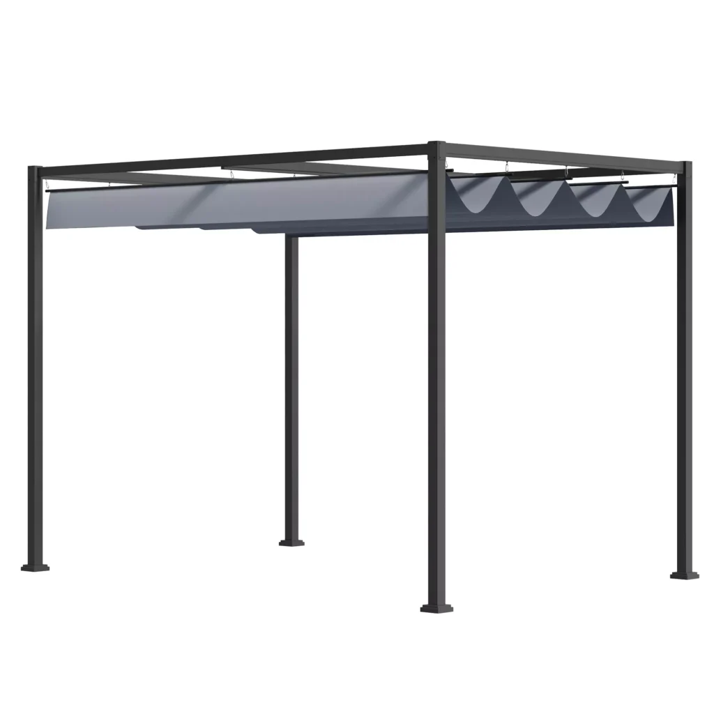 Paviljonas pergola 4x3 m, su reguliuojamu stogu, tamsiai pilkos spalvos