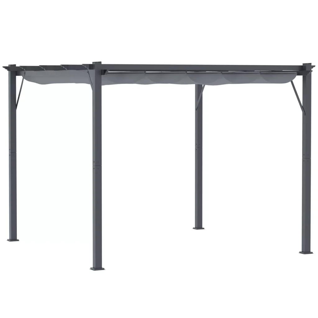 Pergola su stumdomu stogu, sodo pavėsinė, tamsiai pilka, 3x3x2,23 m