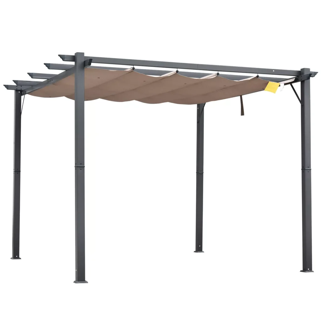 Pergola su stumdomu stogu, aliuminė stoginė - kavos ruda 3x3x2,23 m