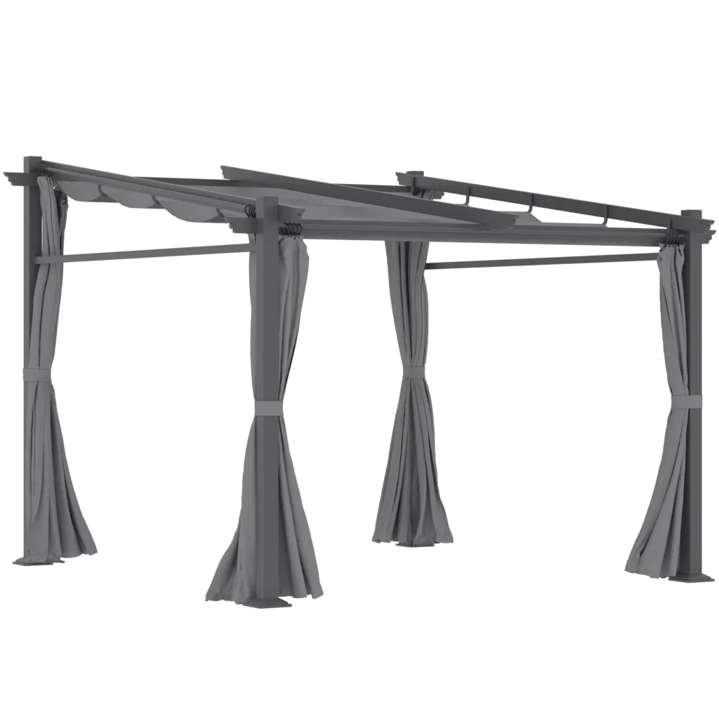 Stoginė, pergola su sienelėmis 2,97x2,95 m, tamsiai pilka