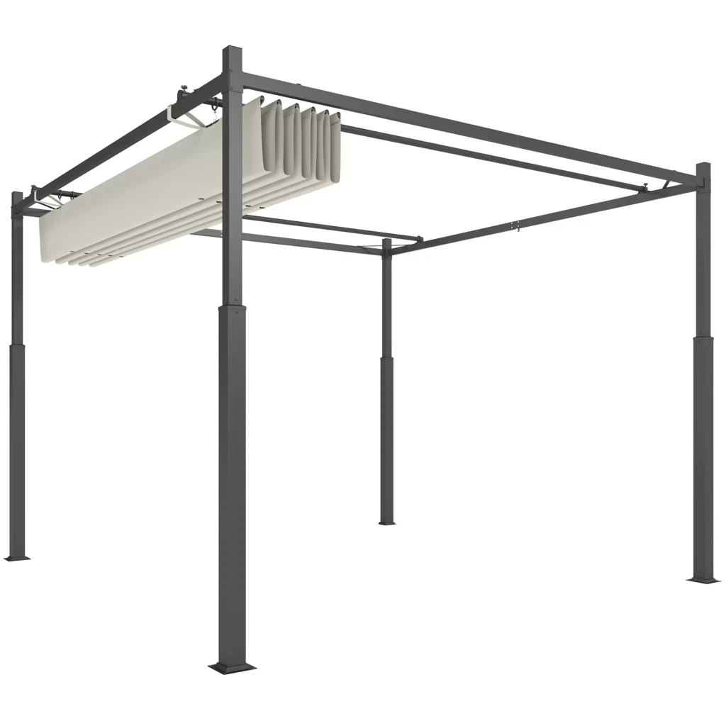 Pergola paviljonas, 3x3 m su reguliuojamu stogu, kreminė