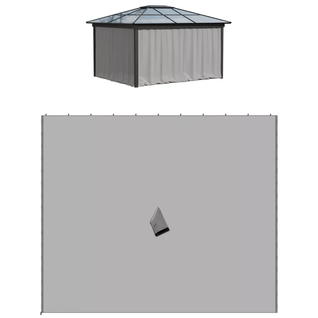 4 šoniniai skydai 3x3 m pavėsinei, Šoninės sienelės pavėsinei - šviesiai pilka 302 x 205 cm