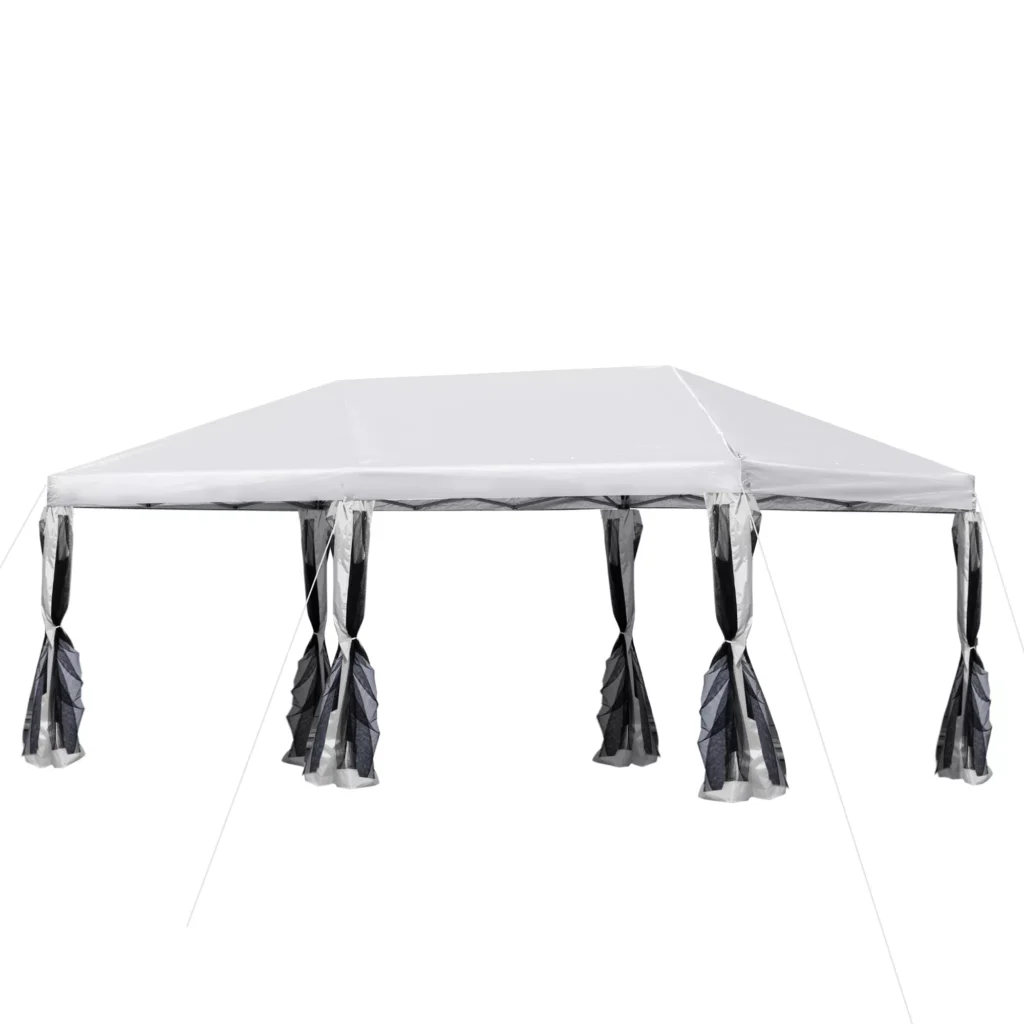 Sulankstoma sodo pavėsinė, pop-up paviljonas su krepšiu - kreminė balta 5,9 x 2,95 x 2,5 m