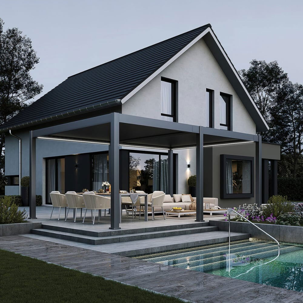 Pavėsinė Pergola DELUXE PRO AUTOMATIC 400x600x256 cm su LED, Anthracite