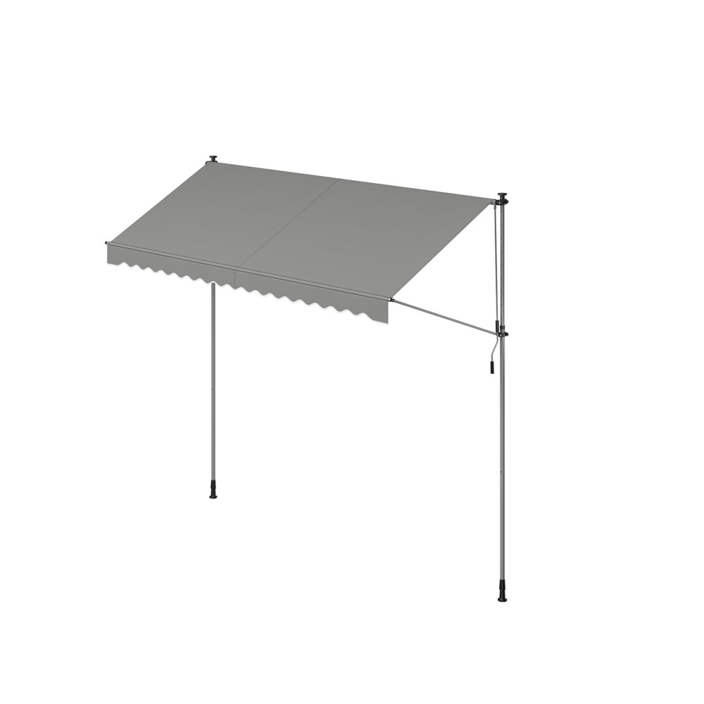 Tentas su rankine alkūne 350 x 120 cm pilkos spalvos