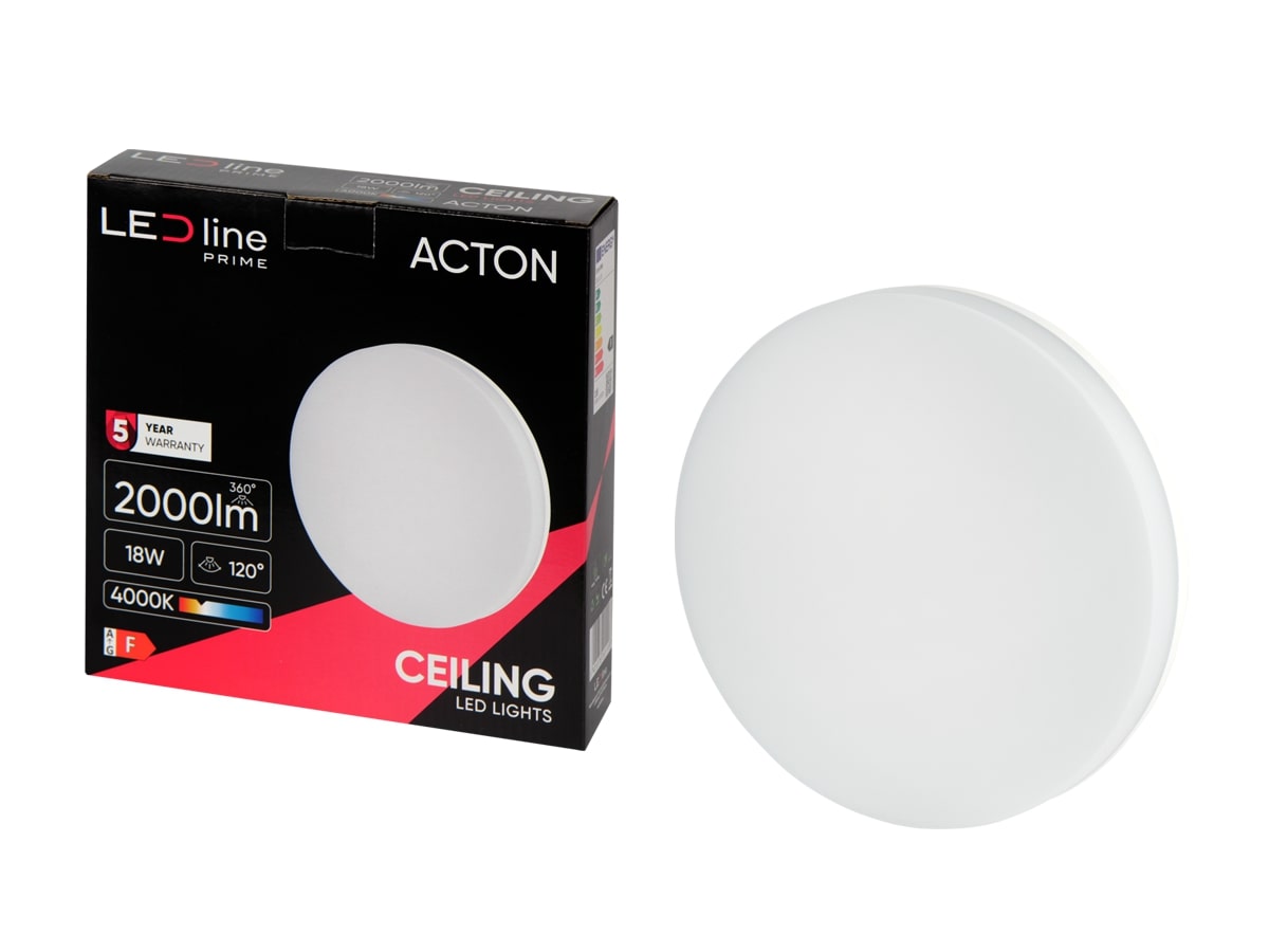 LED šviestuvas, paviršinis, ACTON 18W 2000lm 4000K IP54 apvalus