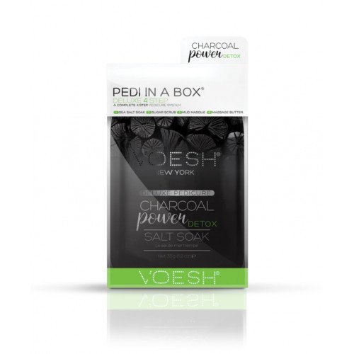 VOESH Pedi In A Box Deluxe 4in1 Charcoal Power Detox Procedūra kojoms, Rinkinys