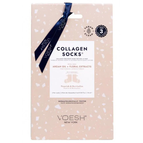 VOESH Collagen Socks Kaukė pėdoms su kolagenu, argano aliejumi ir gėlių ekstraktais, 3 vnt.