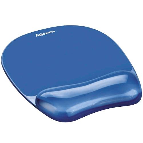Fellowes | Mouse pad with wrist support CRYSTAL | Mouse pad with wrist pillow | 230 x 202 x 32 mm | Blue