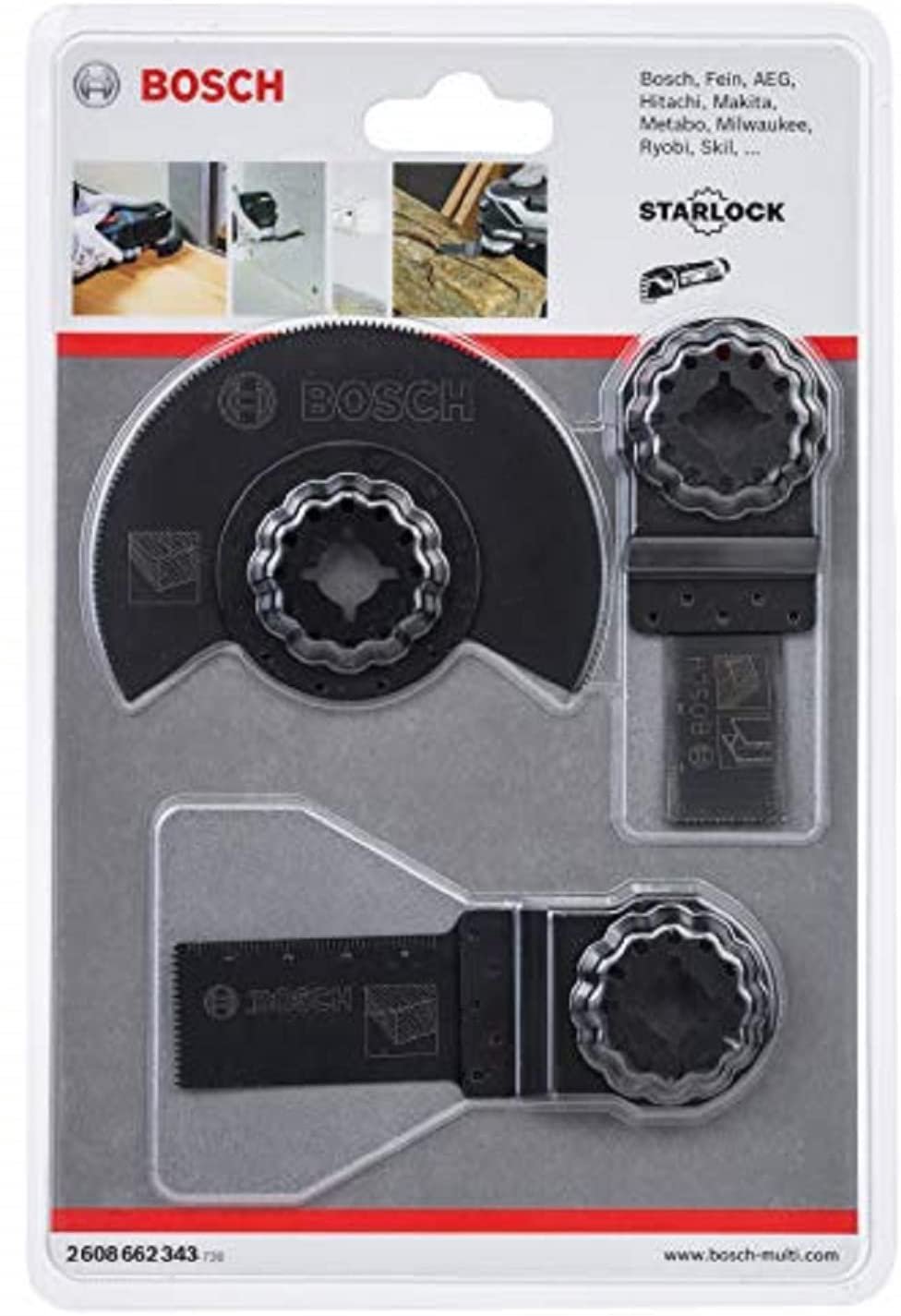 Bosch wood basic set for multifunction tools, saw blade set (3 pieces)