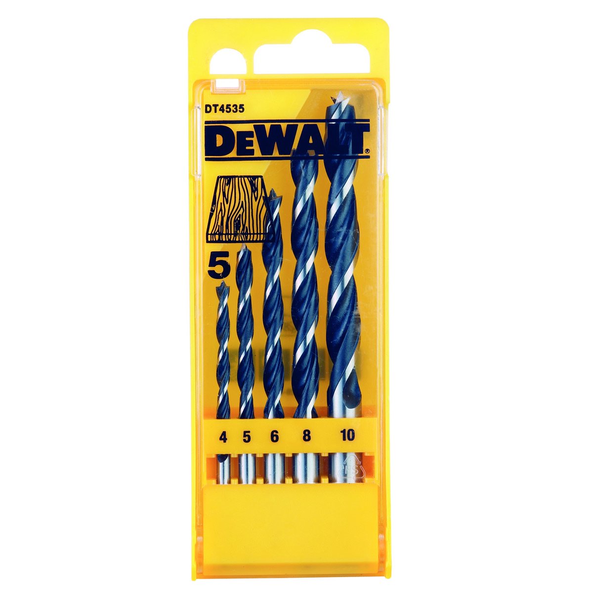 Drill Dewalt for wood winding cylindrical 4 5 6 10 8mm set (DT4535-QZ)