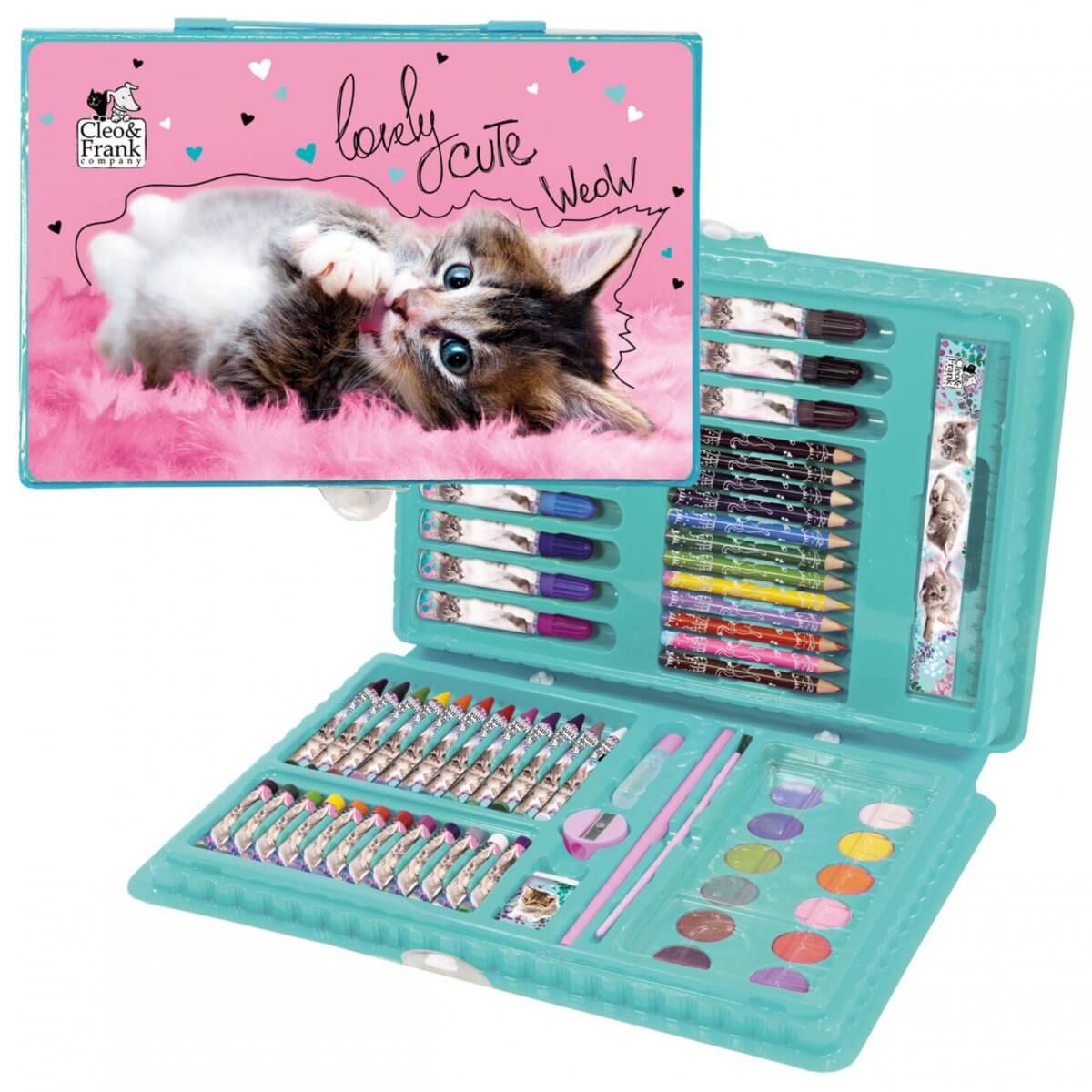 Piešimo Rinkinys Lagamine 71 el. Kitty Cat Crayons Dažai "Kitty Cat" IP1060